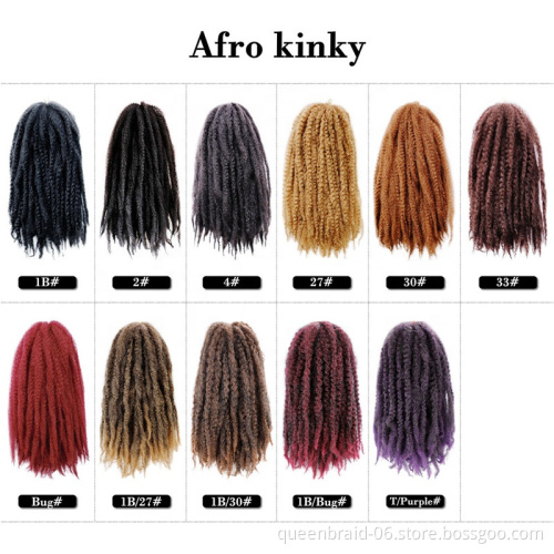 Ombre Marley Twist Hair Soft Synthetic Crochet Braids Hair Extensions Bulk Synthetic Braiding Hair Afro Kinky Marley Braids